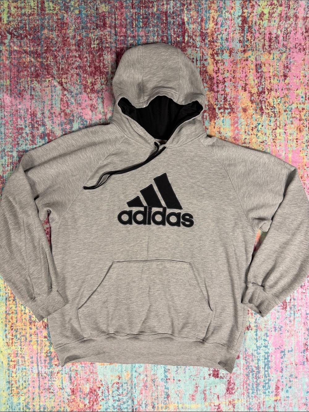 adidas Light Gray Pullover Hoodie with Black Logo